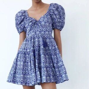 ZARA mini printed Dress Puff Sleeves